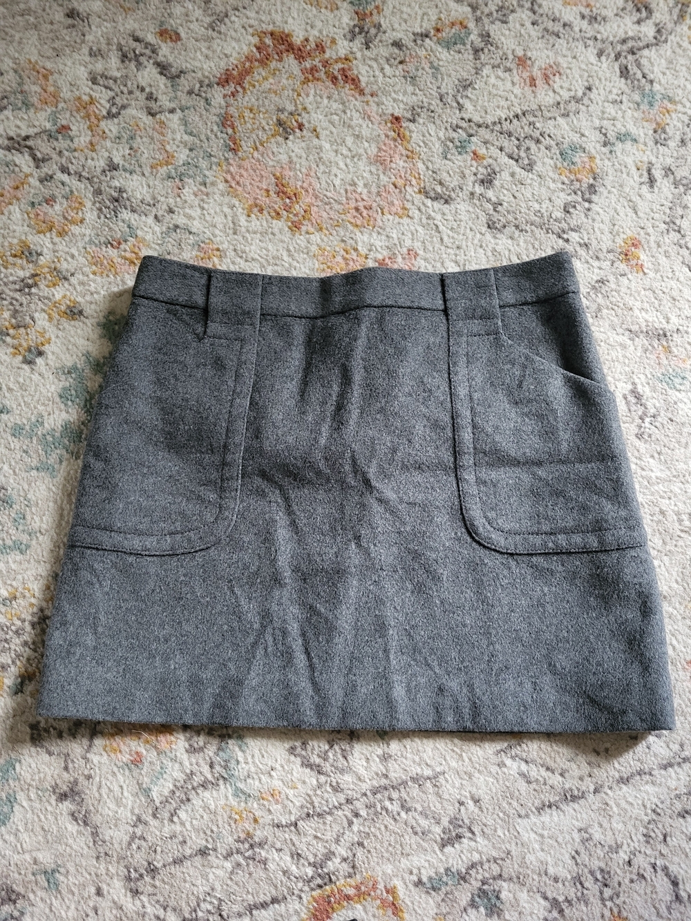 Vintage J. Crew Gray Wool Mini Skirt with Front Pockets